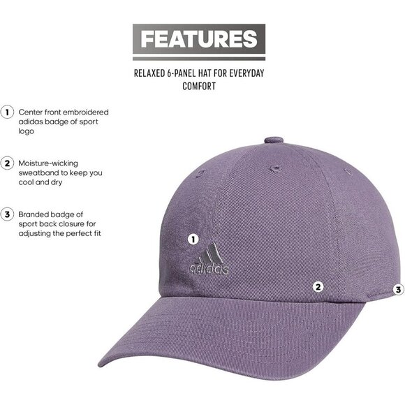 Adidas Women\'s Violet Grey Saturday Baseball Adjustable Cotton Athletic Hat main image 7